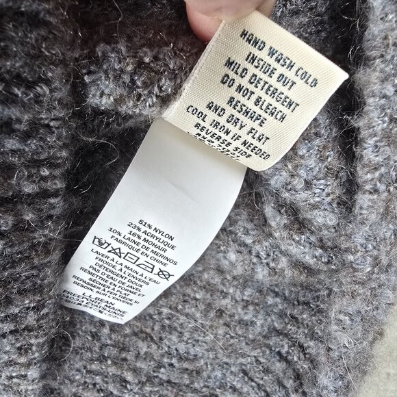 L.L. Bean Womens Gray Wool Blend Turtleneck Sweater Size XL Soft & Warm Knit - Picture 5 of 7